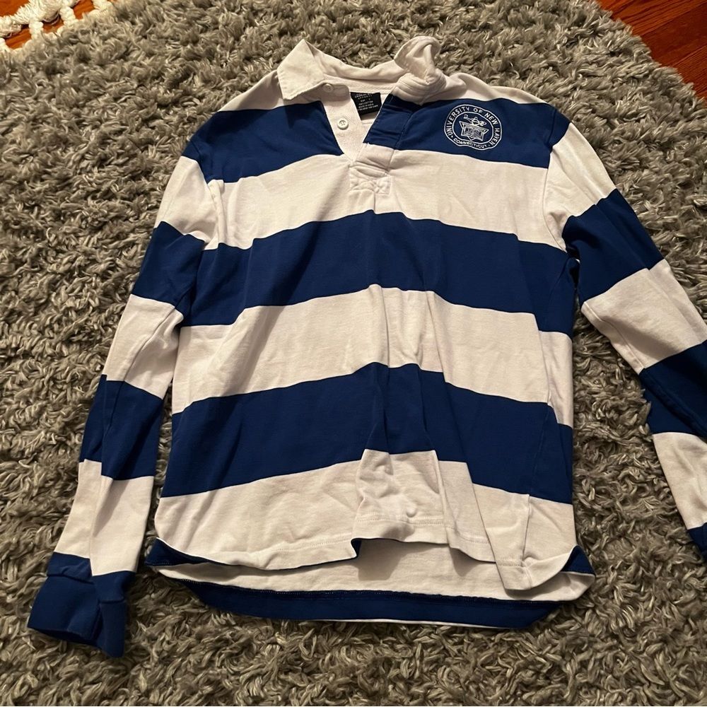 University of New Haven Blue and white rugby long sleeve size small